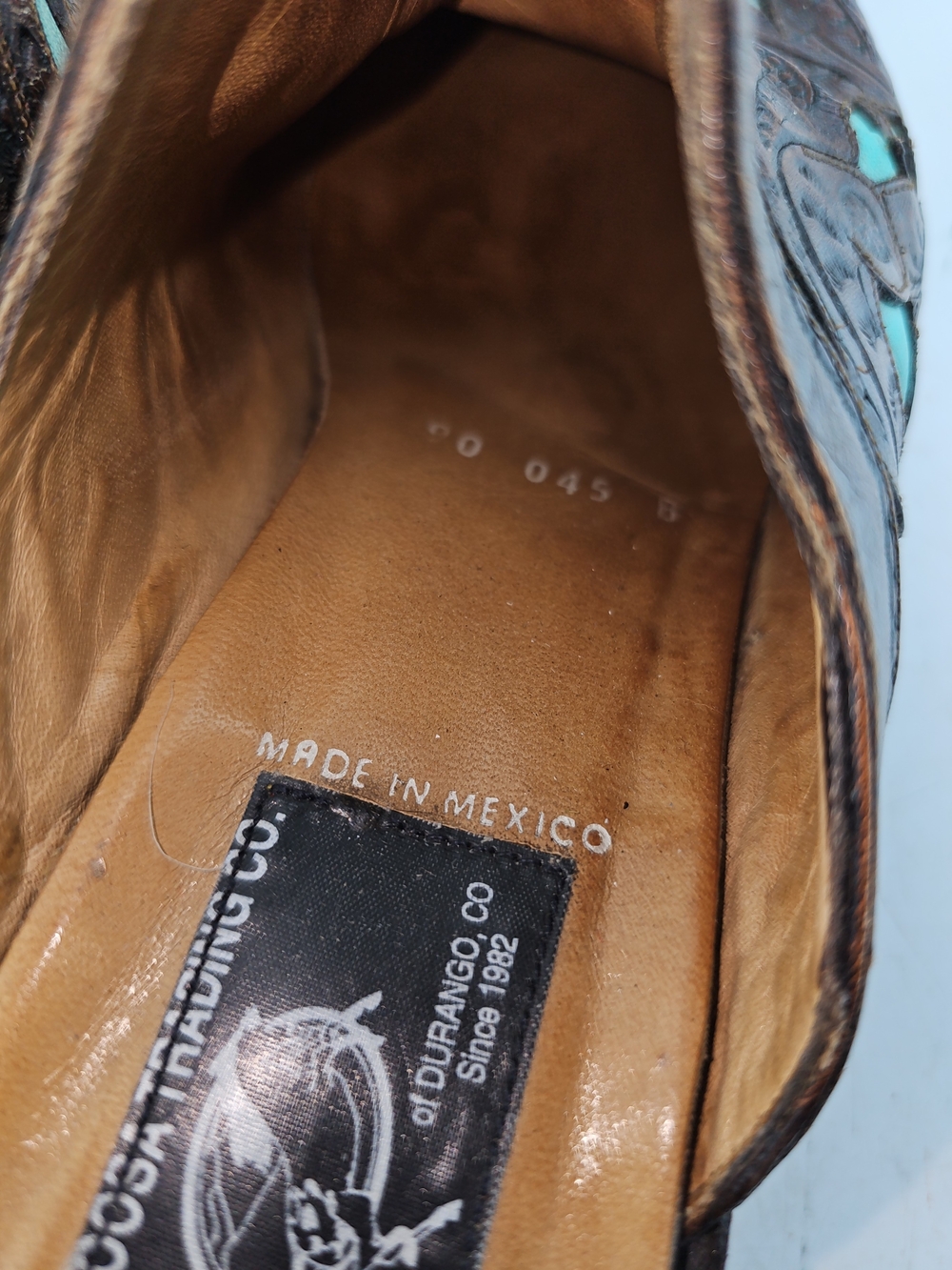 Old Gringo Brown Leather Wedge Mules with Turquoise Insets - Picture 5 of 8